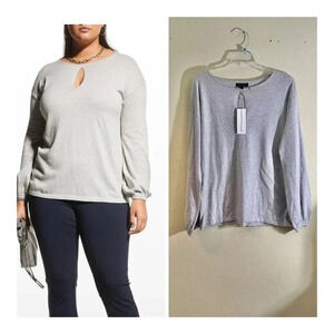 Capsule 121 L January Bubble Sleeve Sweater Silver Grey Cotton Cashmere NEW